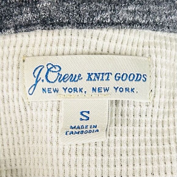 J Crew Small Knit Goods Flannel Shirt Thermal Lined Gray Cotton Button Front - Picture 3 of 6